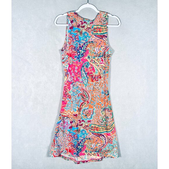 Lauren Ralph Lauren Dress Womens M Pink Paisley Faux Wrap Midi Resort - Picture 5 of 11